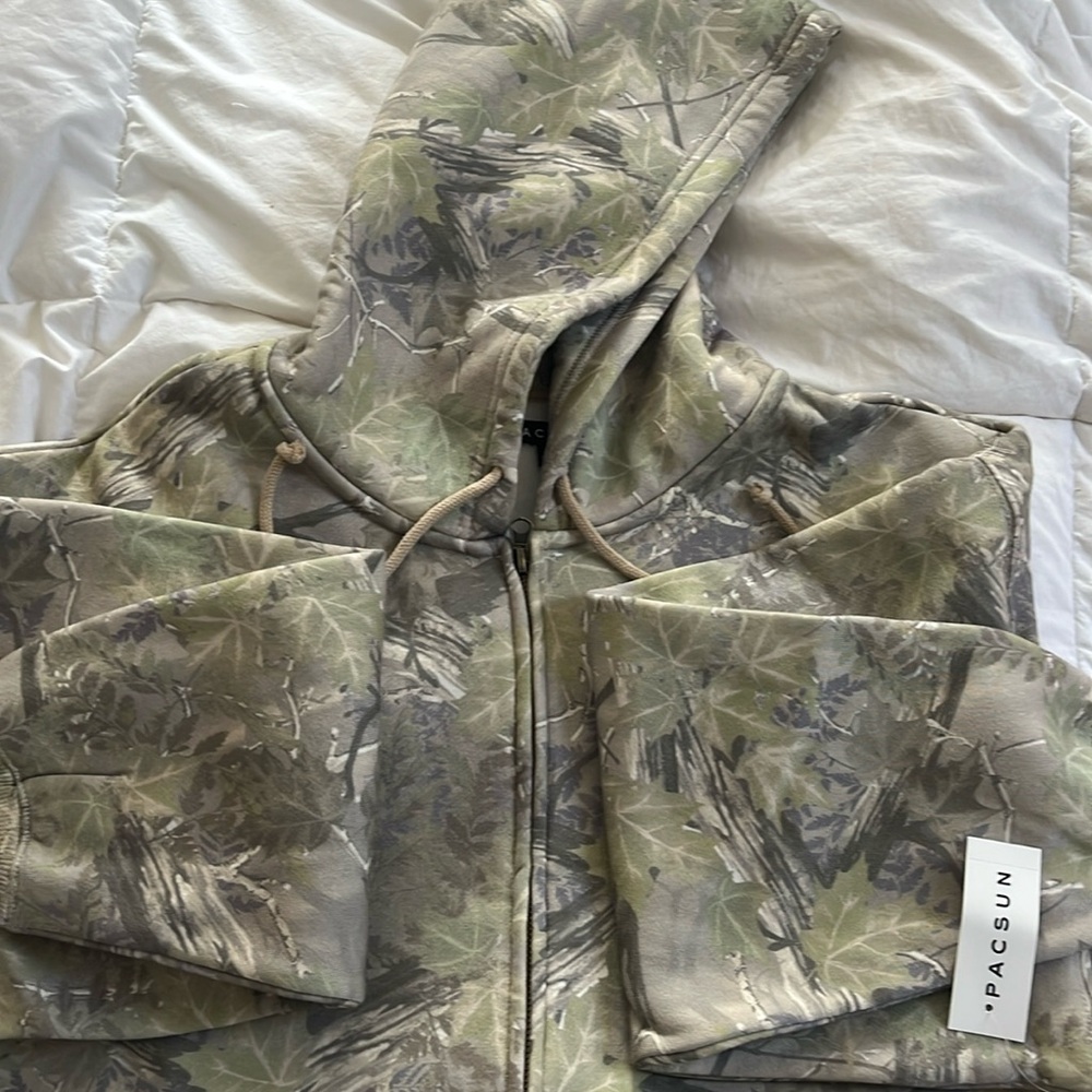 PACSUN camo zip up hoodie